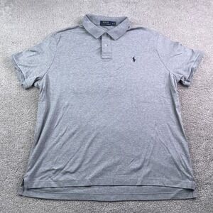 Polo Ralph Lauren Polo Shirt Mens XL Gray Jersey Knit Short Sleeve Pony Preppy